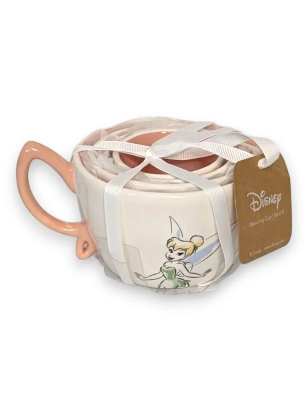 Disney Rae Dunn Tinkerbell Stacked Nesting Measuring Cups Pink Handle NWT